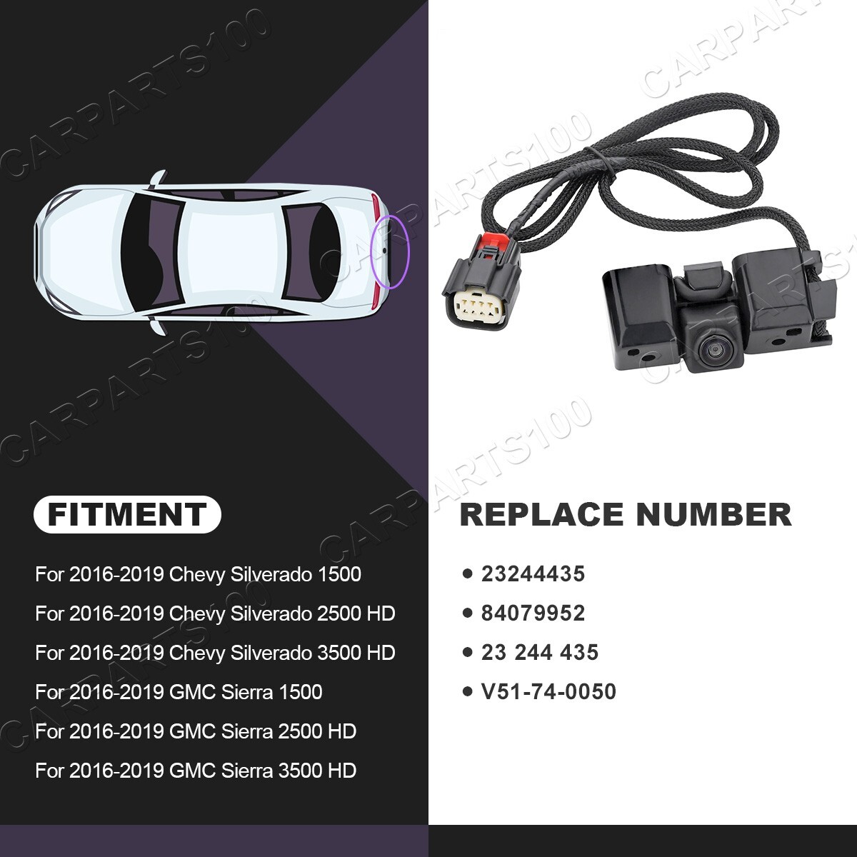 23244435 Rear View Backup Camera For 2016-2019 Chevy Silverado & GMC Sierra