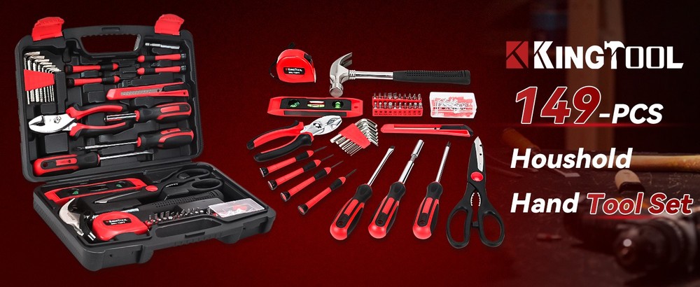 149 Pieces Basic Home Repair Tool Set - General Household with Plastic Toolbox