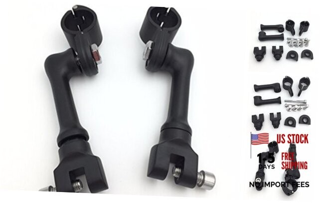 XKMT-Black Long Angled Adjustable Highway Peg Mounting Kit Compatible With