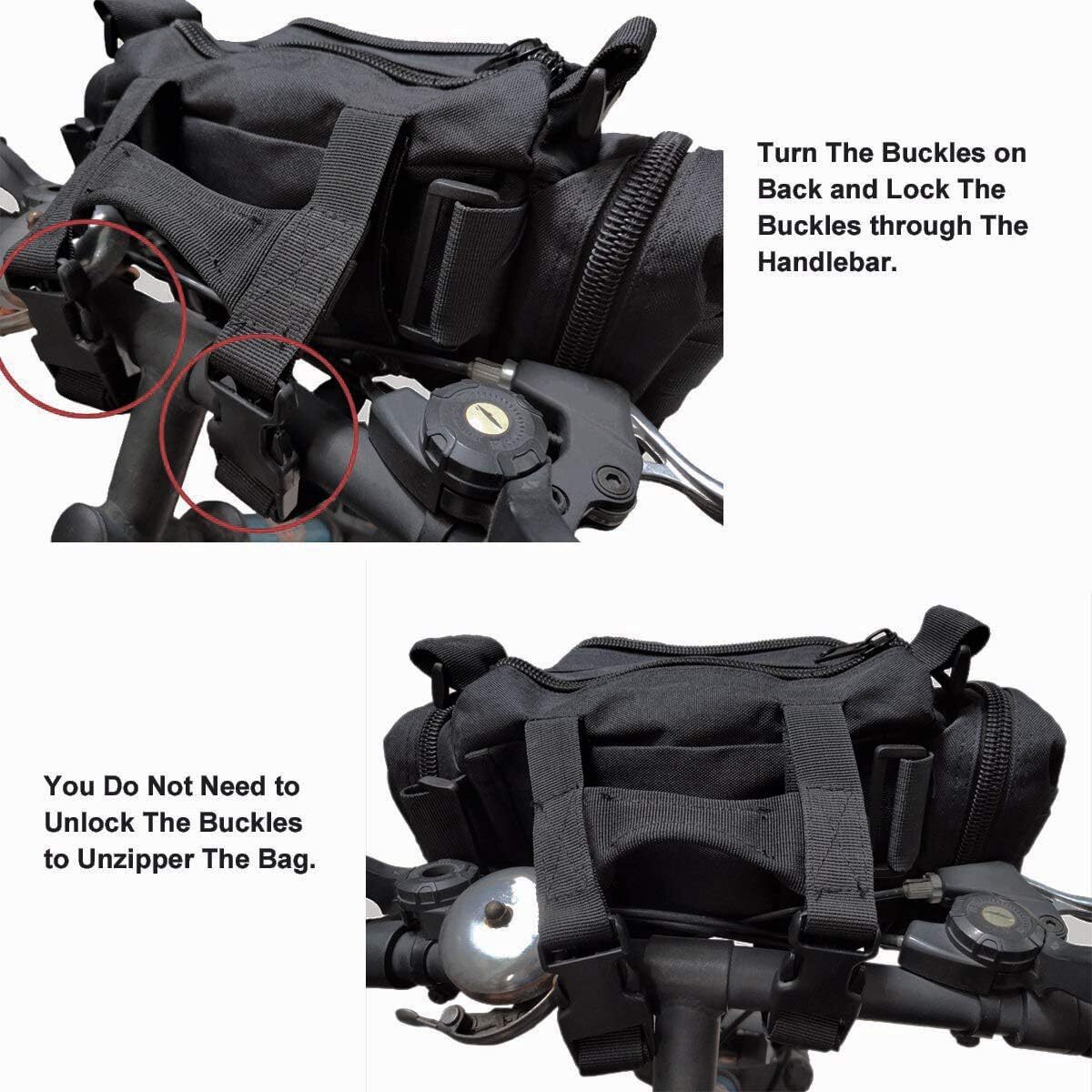 Bike Handlebar Bag Waterproof Front Storage Bag with Removable Shoulder Strap
