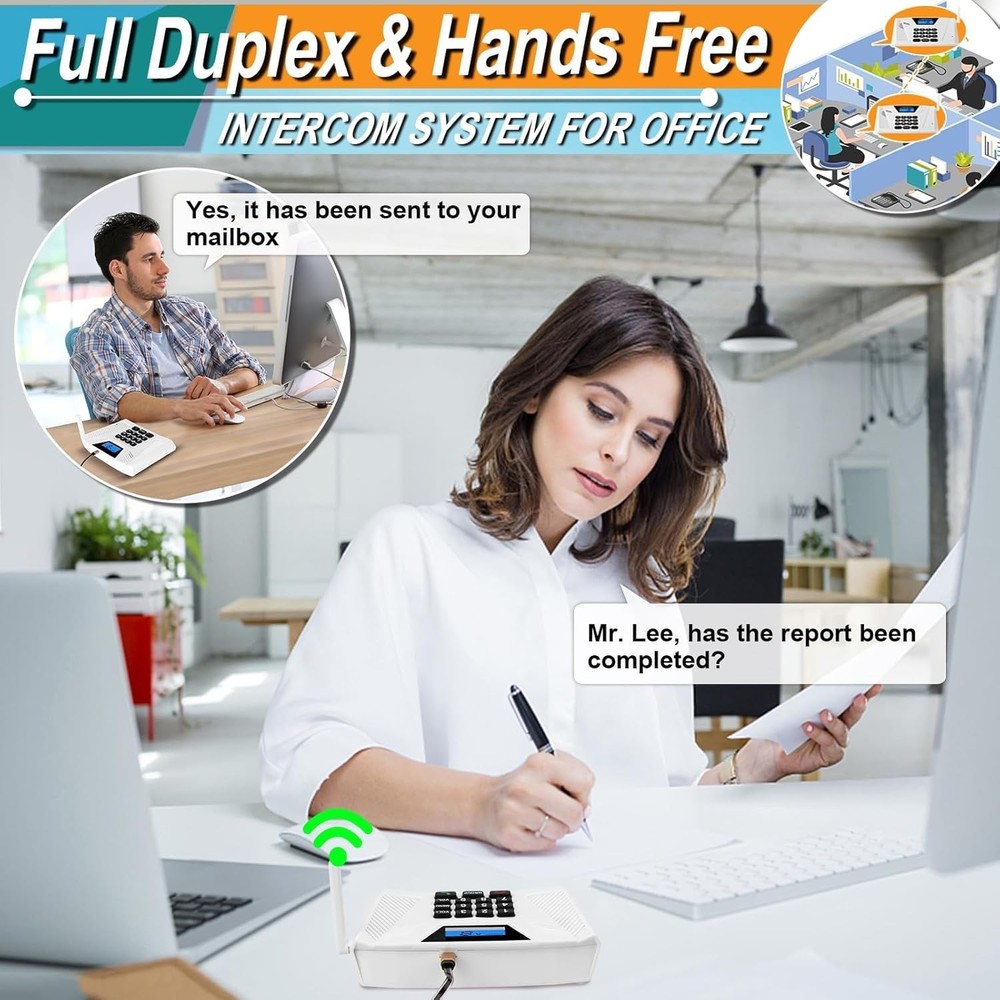 Wireless Home Intercom System 4 Pack Long Range Hands Free Two Way