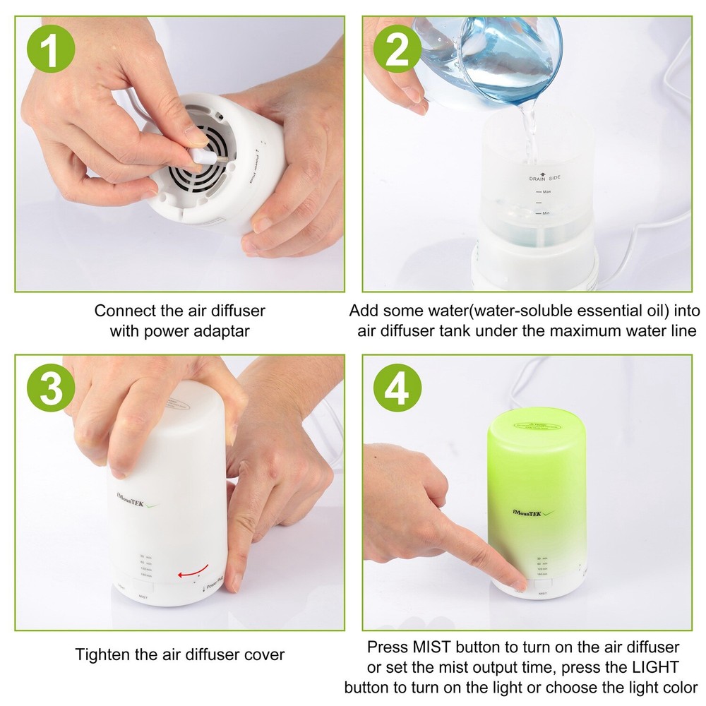 US LED Ultrasonic Aroma Essential Diffuser Air Humidifier Purifier Aromatherapy