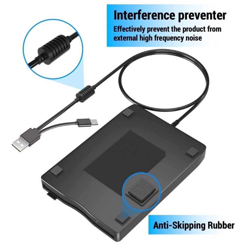 ABS External Floppy Drive for Win OS with USB Type C Floppy Disk Reader