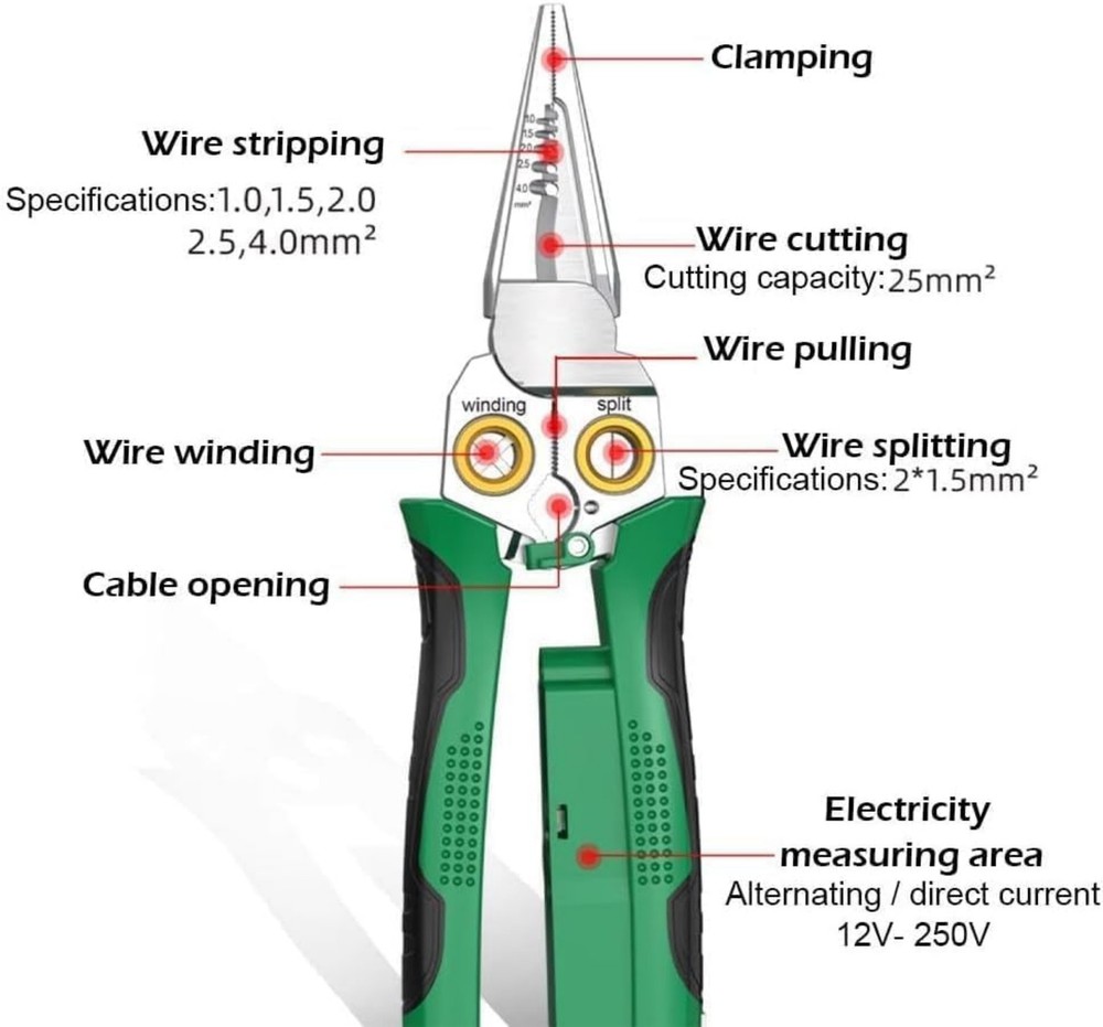 8In1 Wire Stripper Twister for Cutting and Pulling Wires, Cable Scissors Voltage