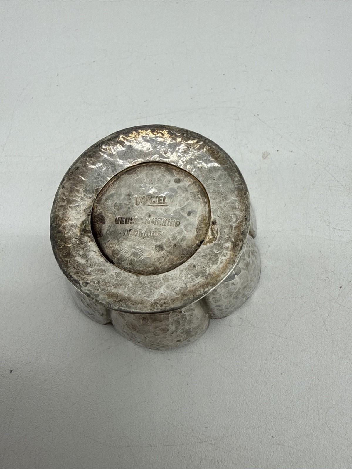 Sterling Silver Set of 2 Maciel Mexico 900/1000 Silver Salt Cellars Open Flower