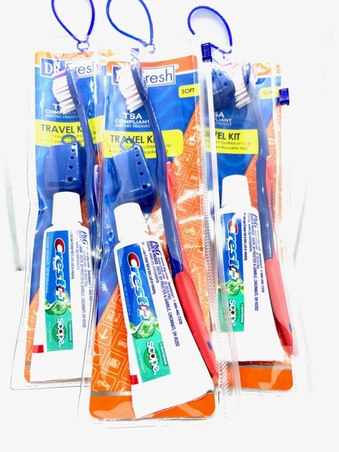 Toothpaste Crest & Toothbrush Set ( 3 Pack Travel size )