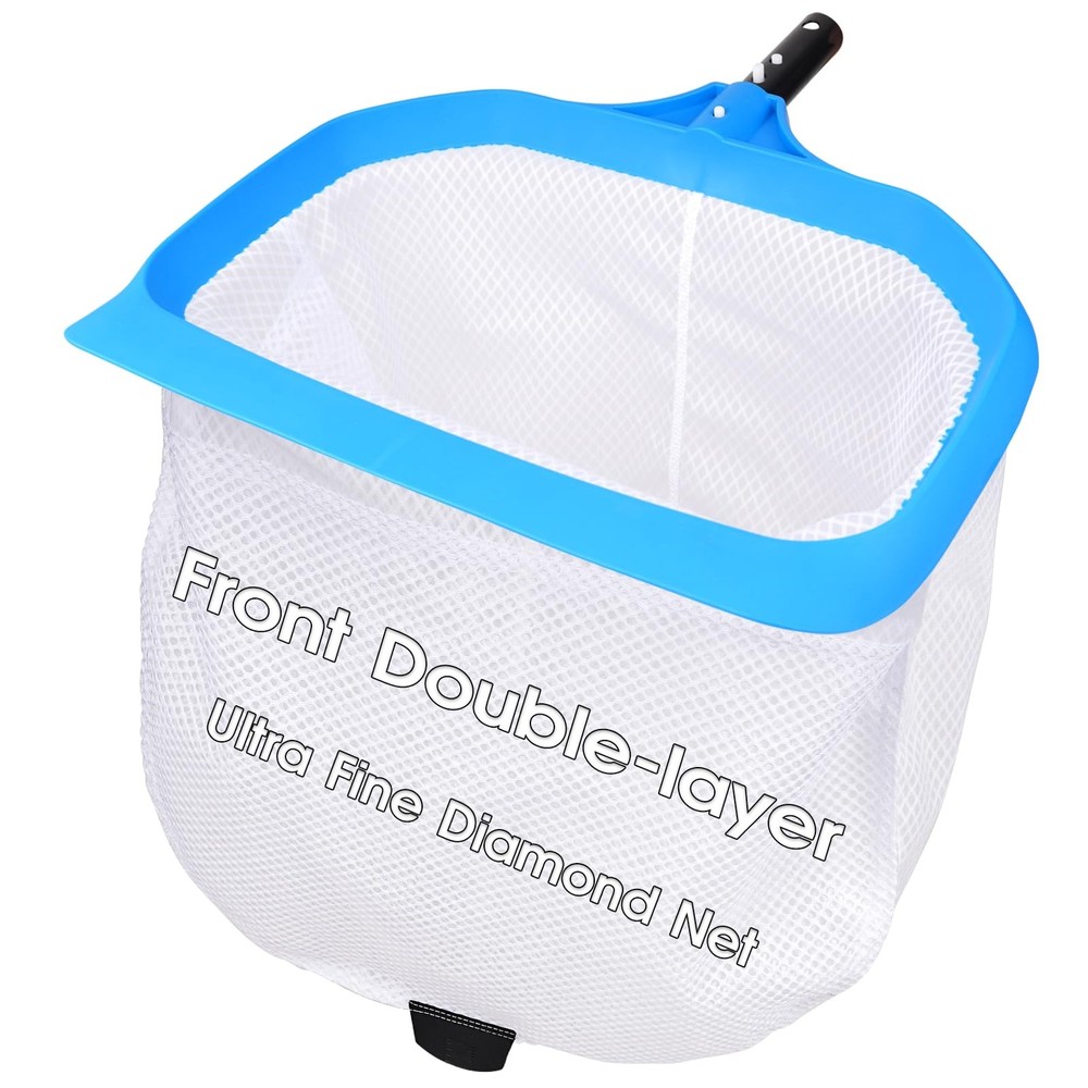 Pool Skimmer Net with Front Double Layer Net, Ultra Fine Mesh Diamond Netting...