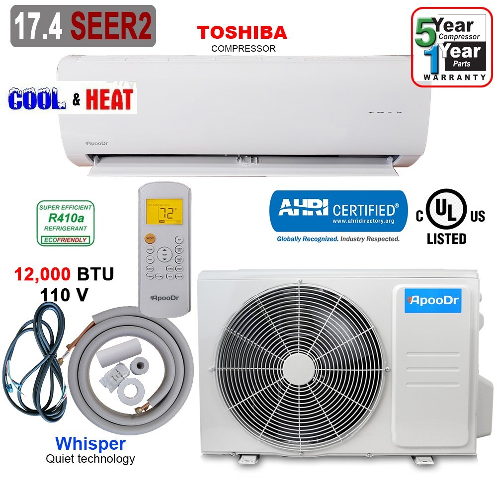 12000 BTU Mini Split 17.4 SEER2 INVERTER Air Conditioner Heat Pump 110V 16feet
