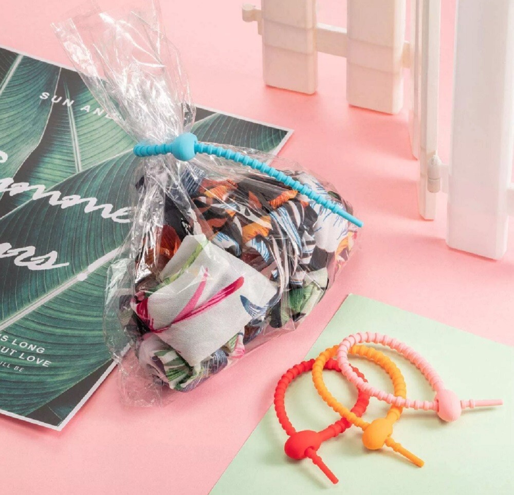 24-Piece Reusable Silicone Cable Ties Set - Rubber Twist Ties for Wires & Cords