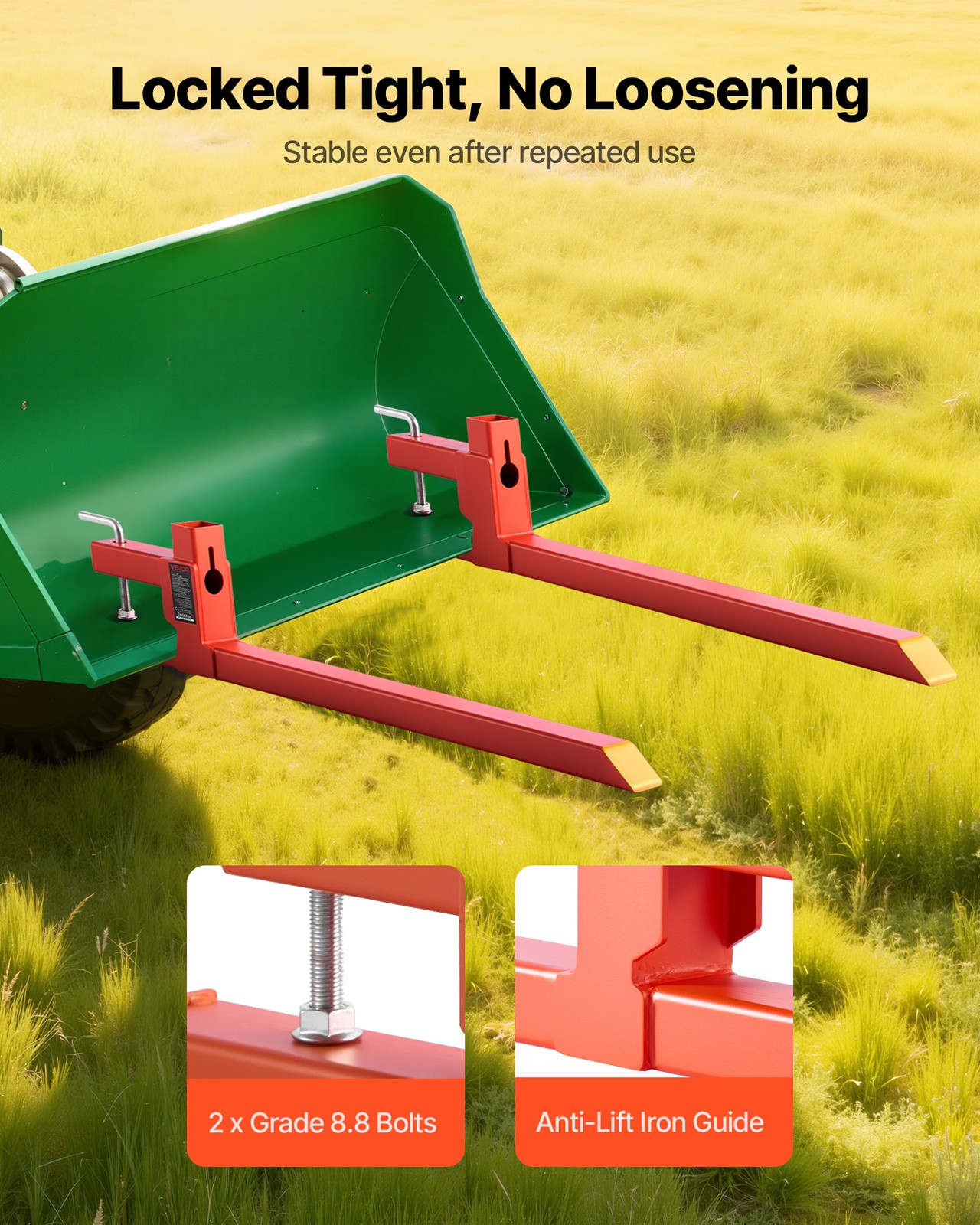 VEVOR 2000 lbs Clamp on Pallet Forks 43-Inch Quick Attach Tractor Forks