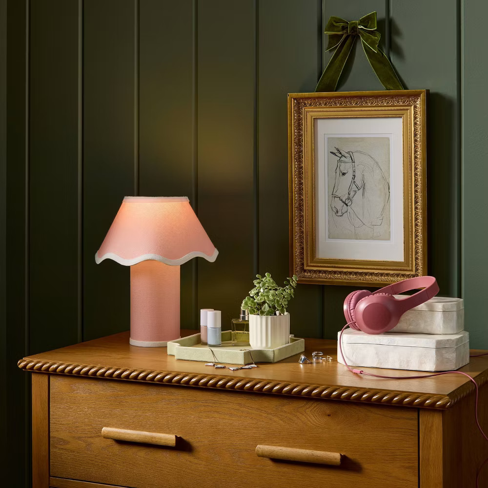 Table Lamp with Fabric Base and Shade Pink - Threshold designed with