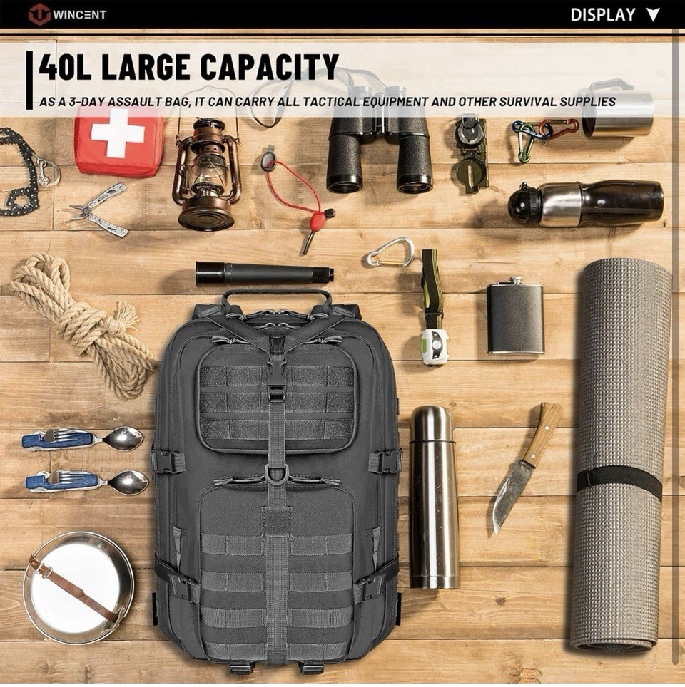 Wincent Multi Functional Military Assault Tactical Backpack w/ Double Stitching