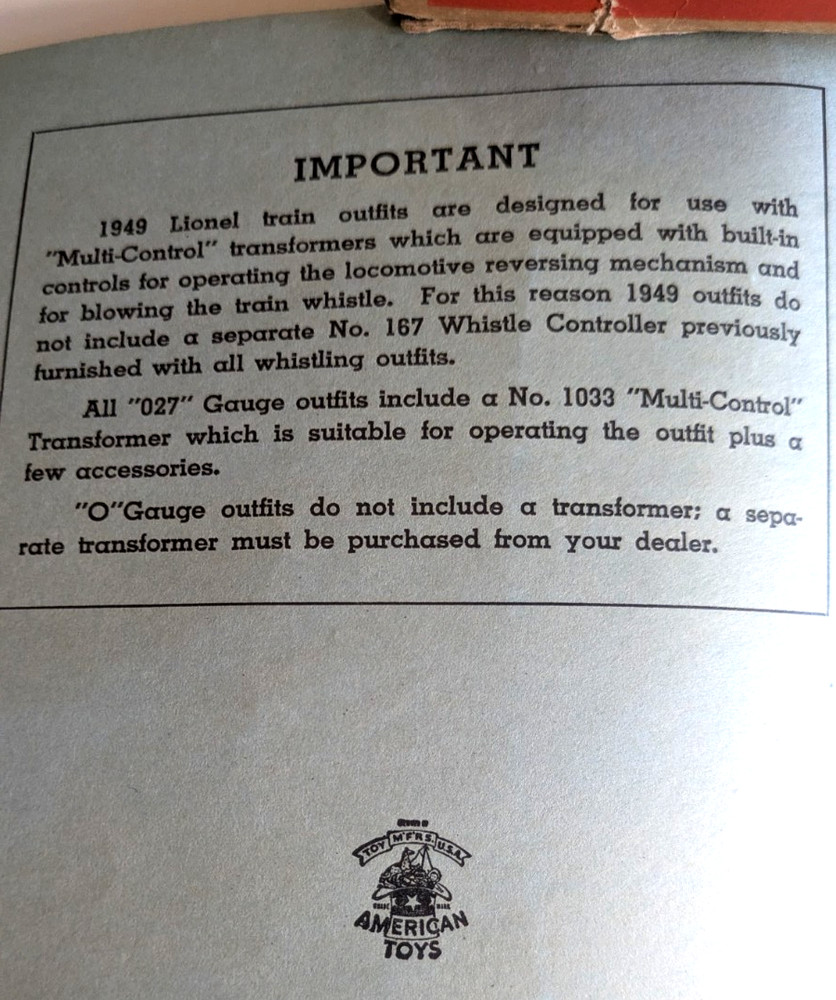 Instructions For Assembing And Operating Lionel Trains, booklet, 1949