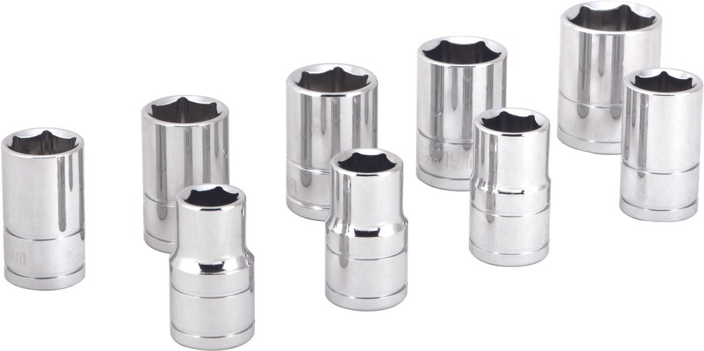 Performance Tool 1/2" 6 Point Socket Sets W32202 Shallow Metric