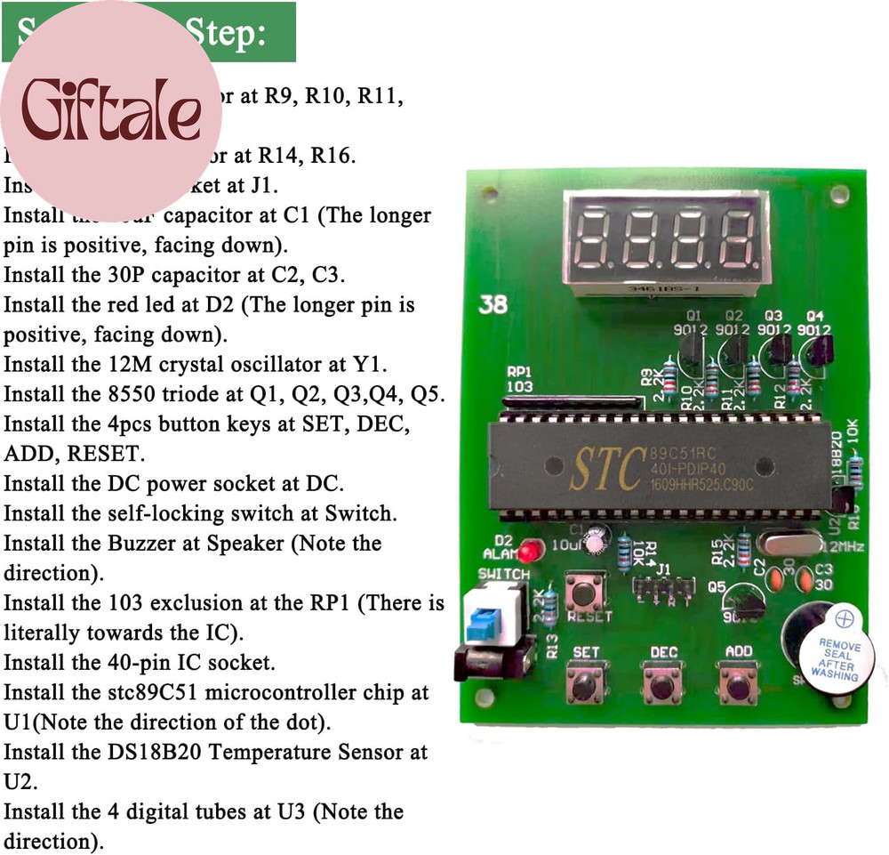 DIY Soldering Practice Kits DS18B20 Temperature Sensor Module DIY Electronic Kit
