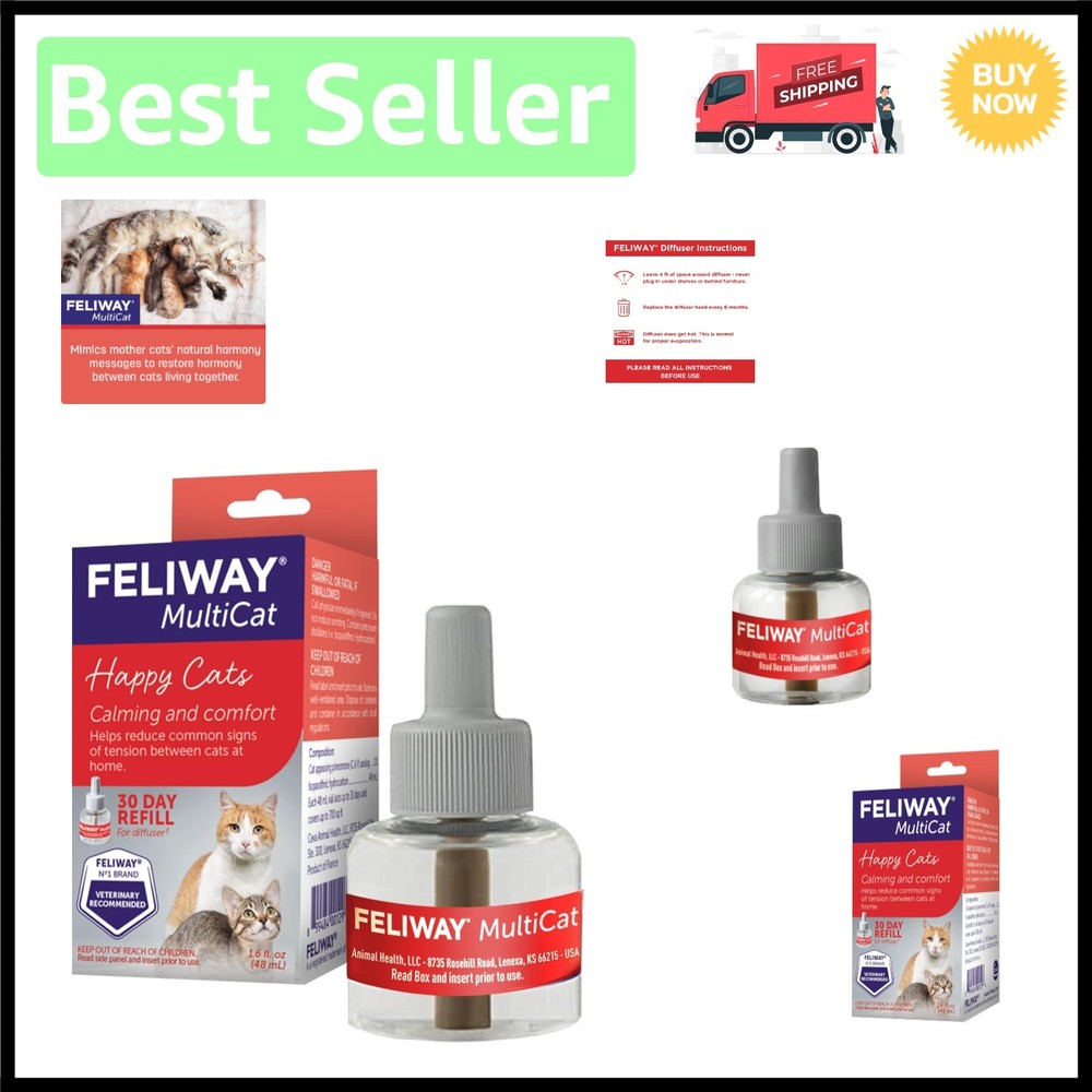 Reduce Cat Conflicts with MultiCat 30 Day Pheromone Diffuser Refill 48ml