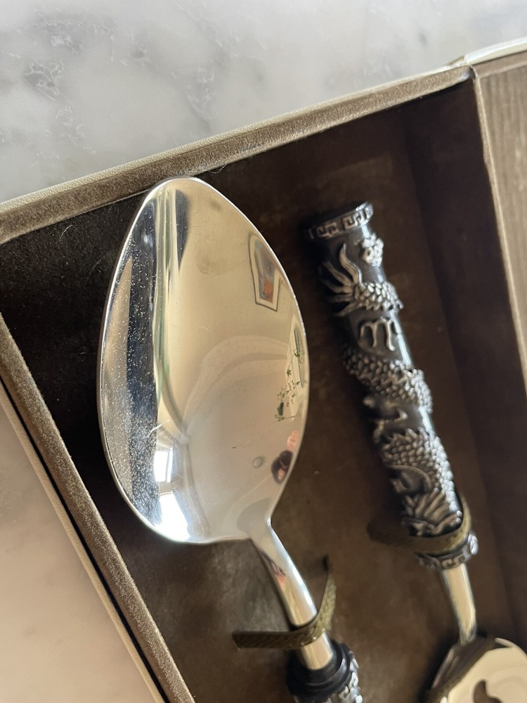 L’Objet Antique Silver Dragon Serving Set — Rare, Discontinued Luxury Tableware