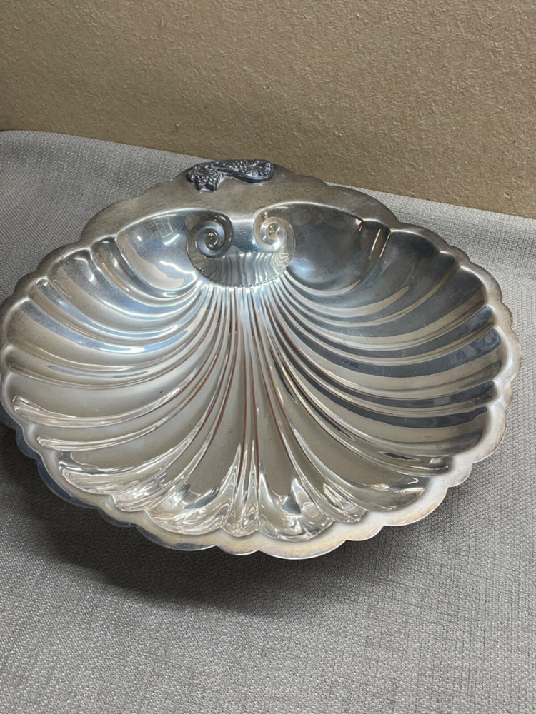 Glastonbury Silver on Copper Shell Dish footed marked 608
