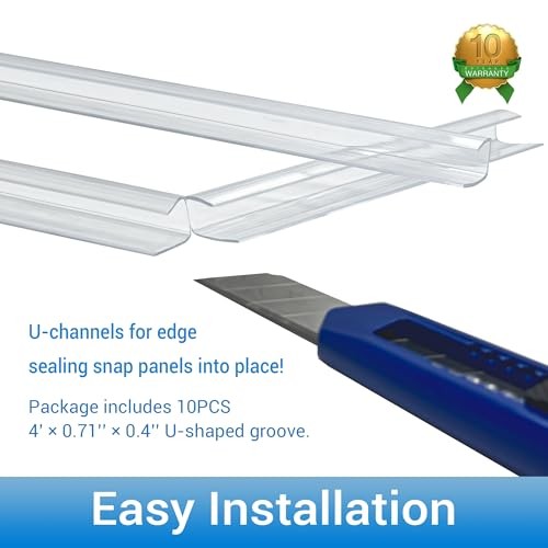 10 PCS Polycarbonate Greenhouse U Connector Profile 4ft Length Fits 0.32’’ &