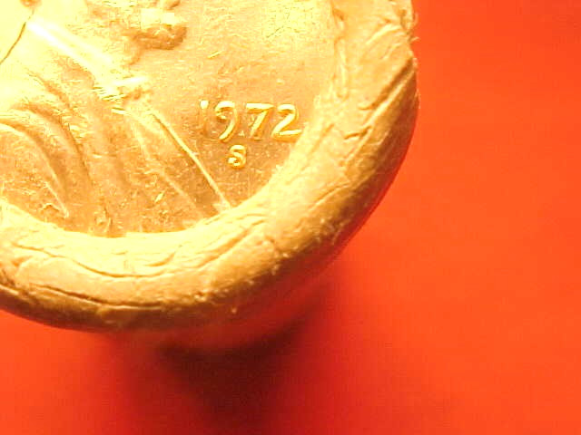 1972-S OBW ORIGINAL BANK WRAPPED ROLL UNCIRCULATED MEMORIAL LINCOLN CENT PENNIES