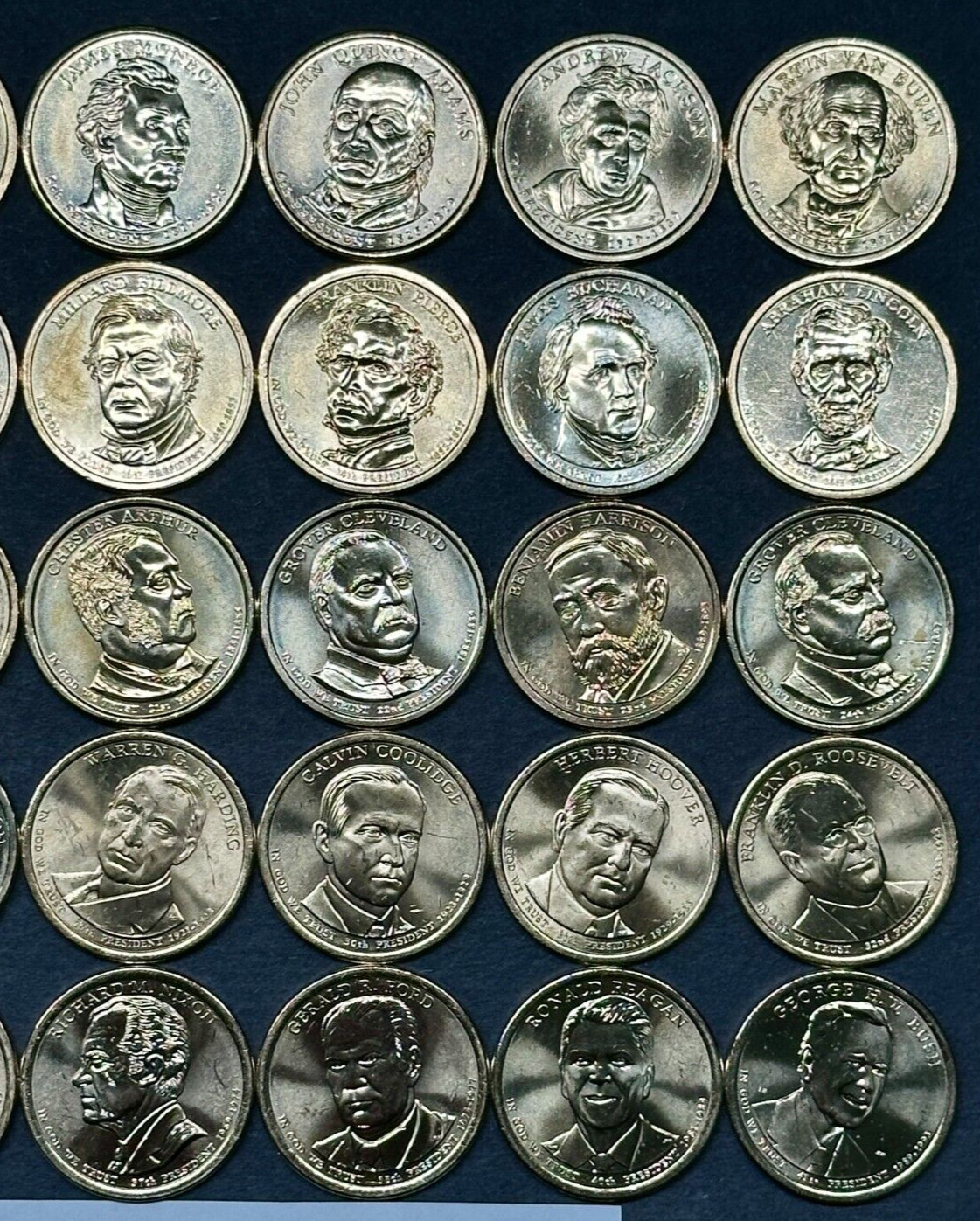 Complete Presidential Dollar Set of 40 BU Brilliant Uncirculated Coins 2007-2020