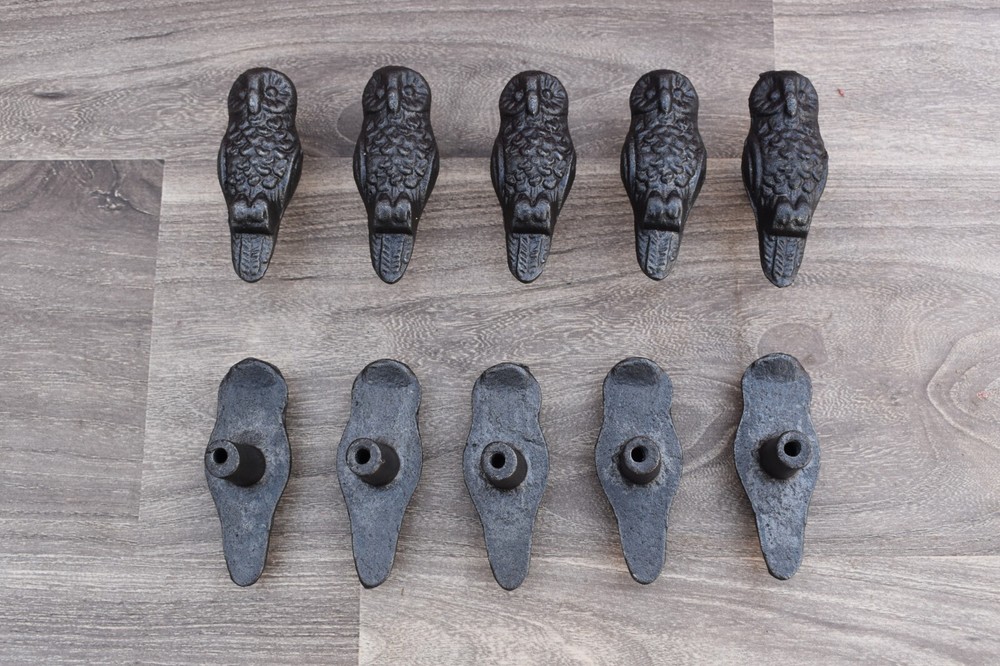 Vintage OWL Shape cast iron cabinet drawer door knobs handles pull rustic 10 pcs