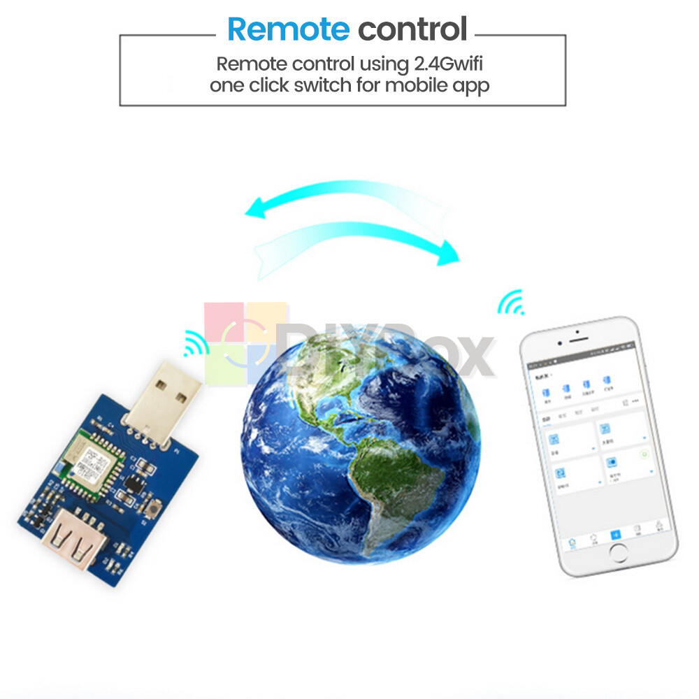 DC 5V USB Smart 2.4G WIFI Wireless Timer Switch Relay Module App Remote Control