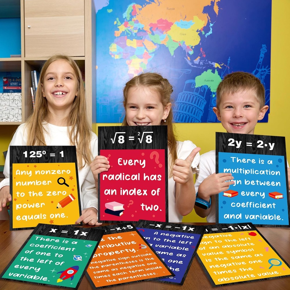 Pajean 15 Pcs Math Poster Math Bulletin Board Educational Mathematics Classro...