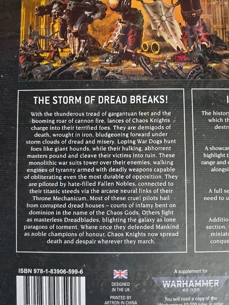 NEW SEALED Games Workshop Warhammer 40K Codex Chaos Knights