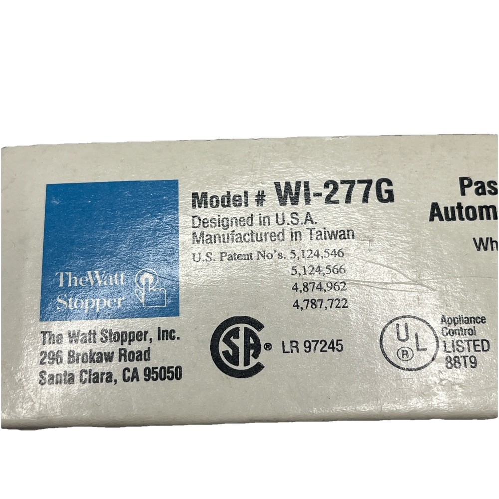 WATT STOPPER WI-277G White PASSIVE INFRARED AUTOMATIC WALL OCCUPANCY SENSOR