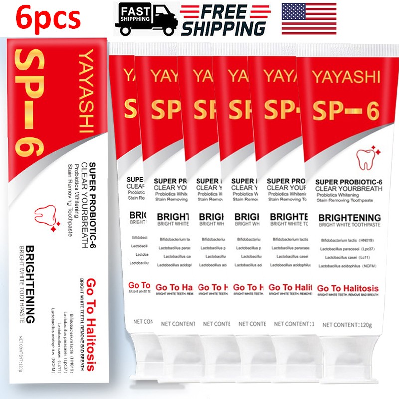 6Pack SP-6 Probiotic Toothpaste,Sp-6 Toothpaste Whitening Quick White Toothpaste