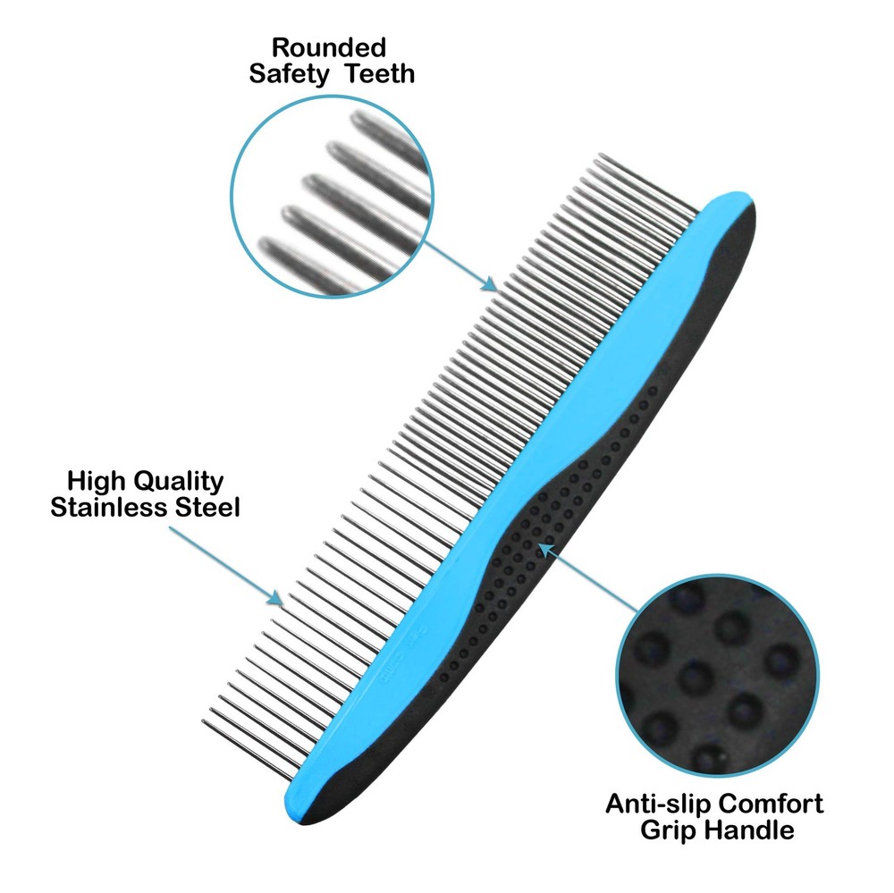 Pets First 2 Pack Dog Comb Small & Large PET for & Large, Blue