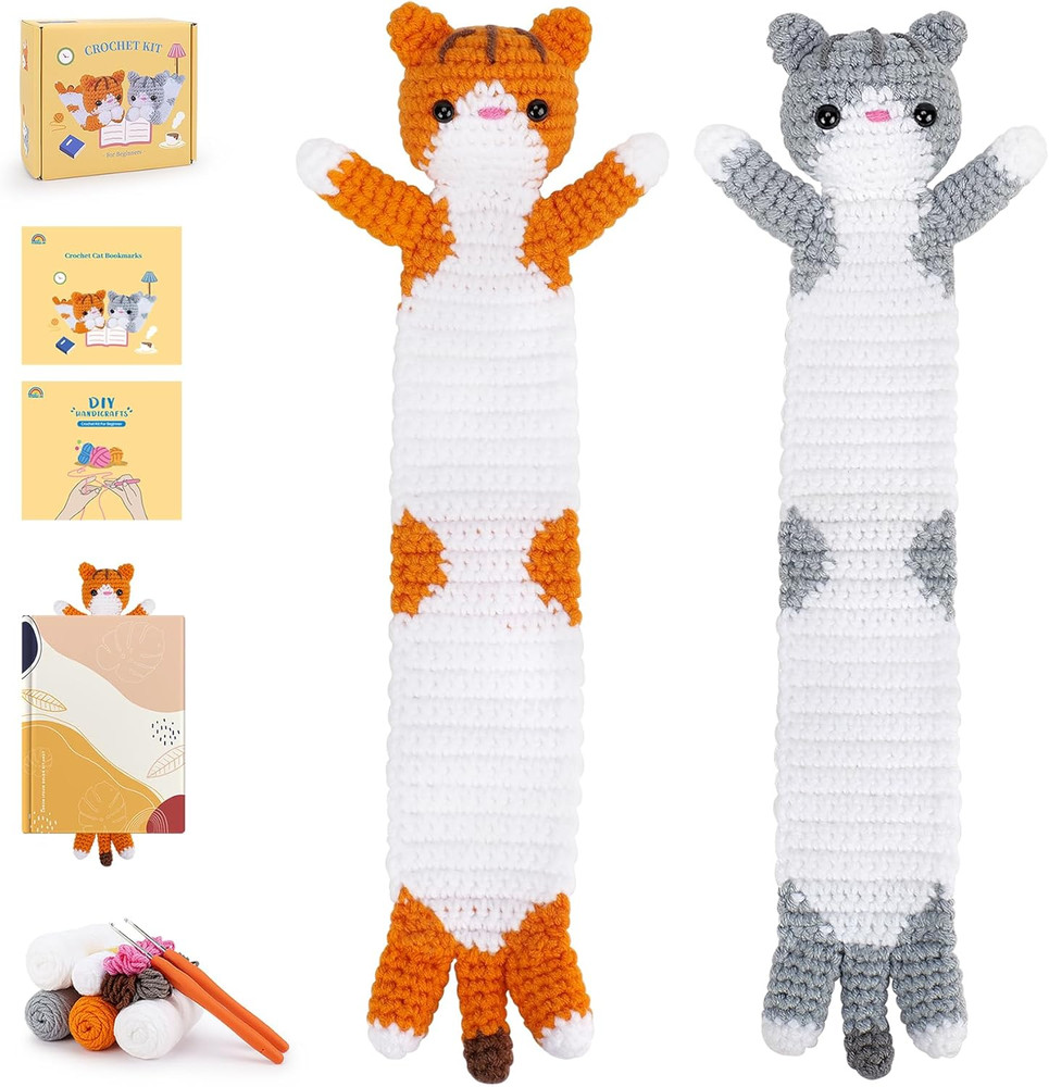 Crochet Kit for Beginners -Cat Crochet Kits with Step-by-Step Video Tutorials, B