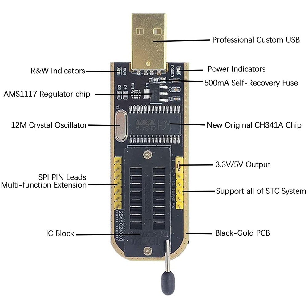 ABSOK SOIC8 SOP8 Flash Chip IC CH341A USB Programmer BIOS USB...