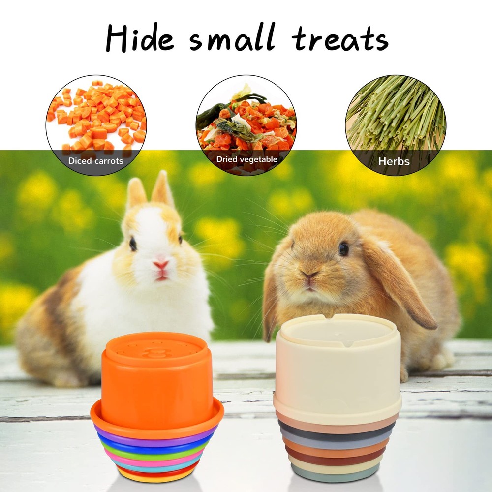 Colorful Multi-Sized Stackable Cup Toys for Bunny Rabbit Rainbow Nesting Toys...