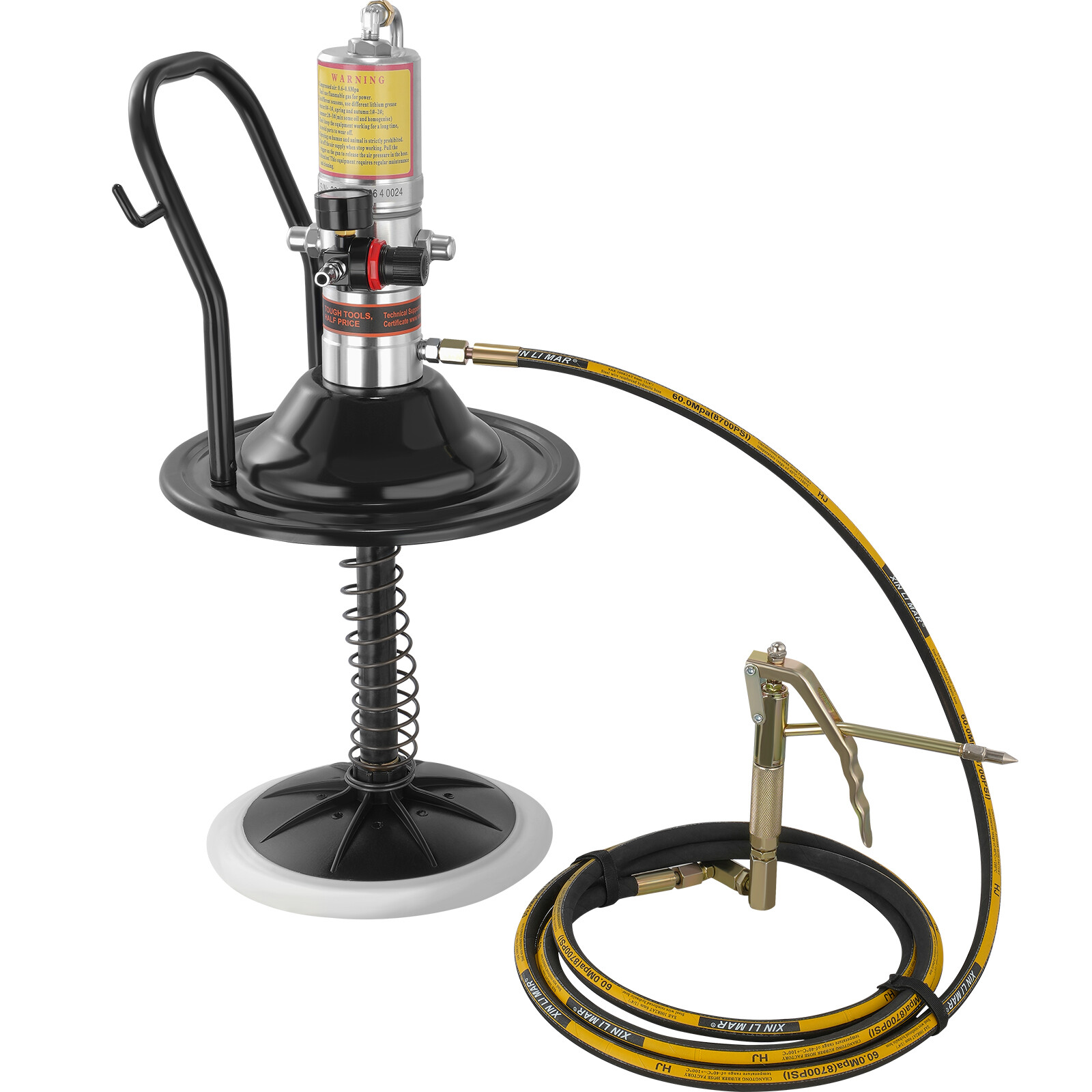 VEVOR Grease Pump Air Operated Grease Pump 0.6-0.8Mpa 13 ft Hose with Barrel Cap