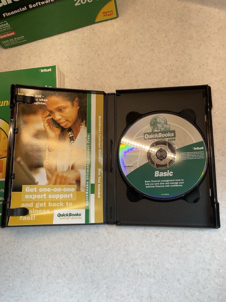 QuickBooks Basic 2004 In Box For PC Clean Disc Financial Software Windows XP