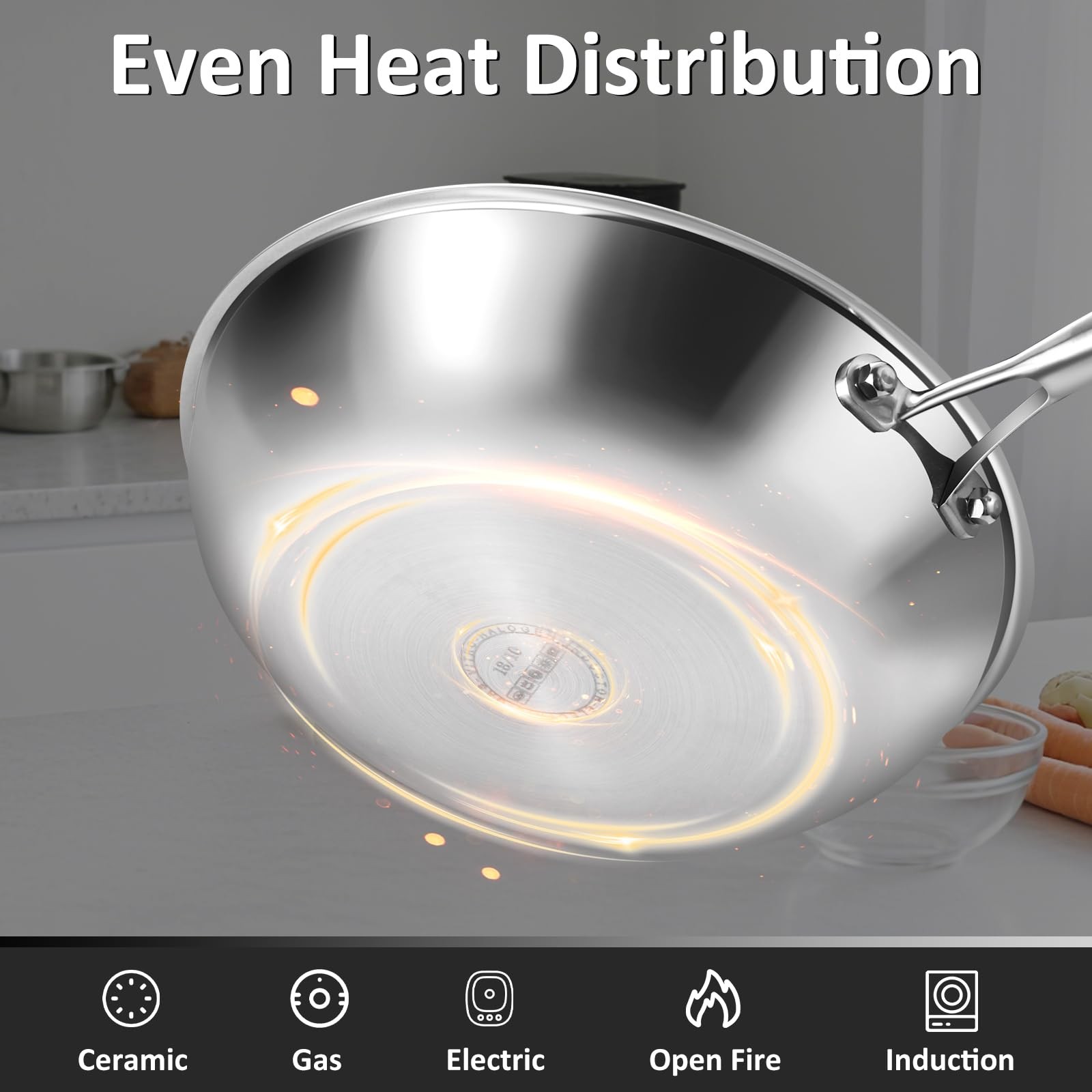 Titanium Non-stick Frying Pan with Lid, 8, 10, and 12 Inch Hammered Nonstick ...