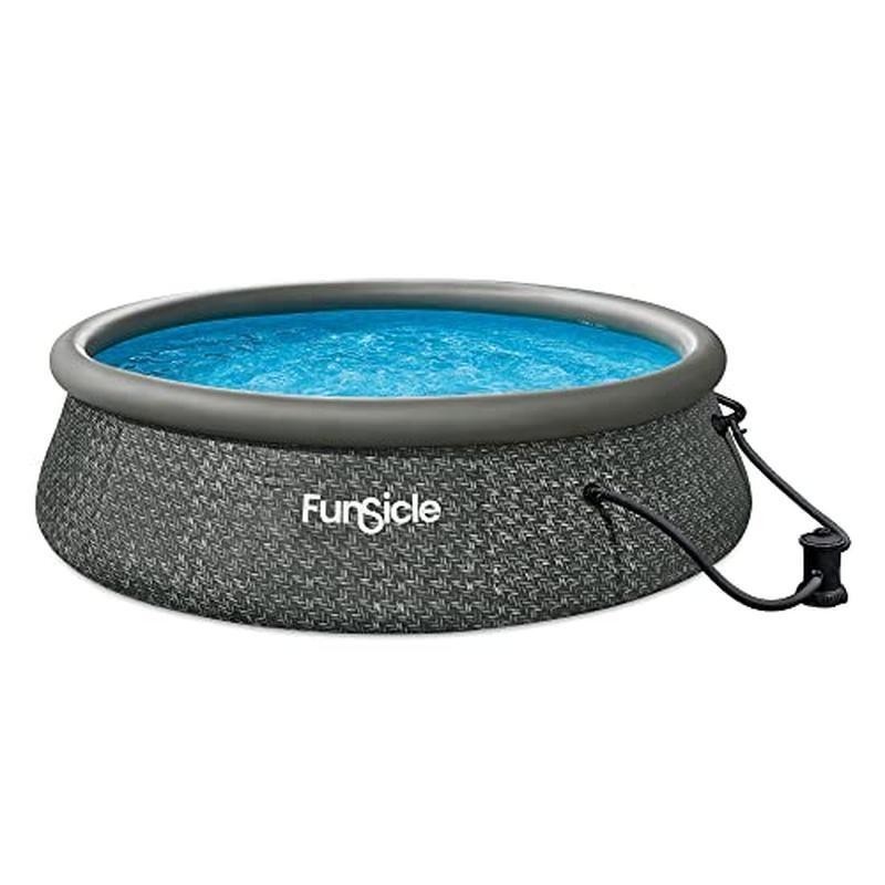 12ft Inflatable Above Ground Pool W/ Pump Filter Easy Setup Durable Design New