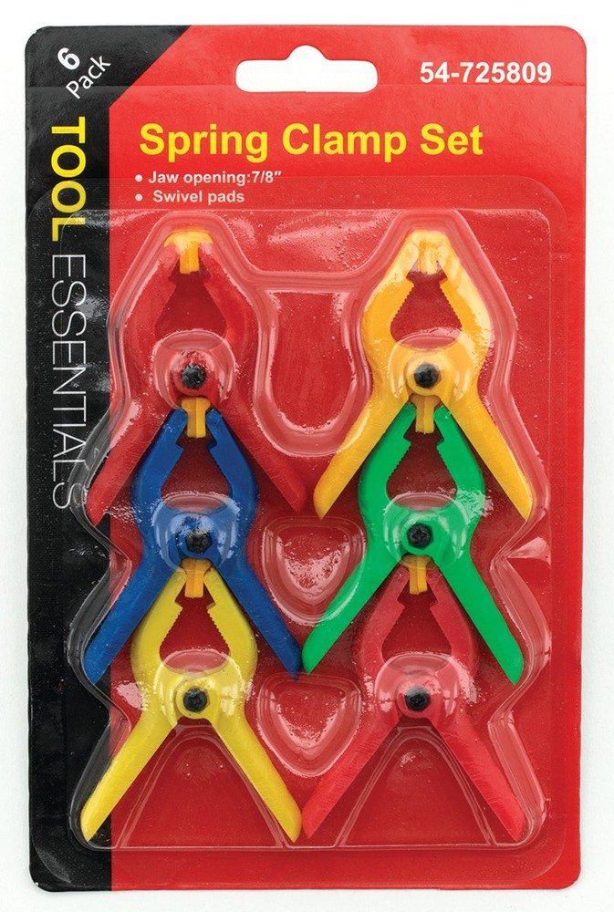 24 Pack Tool Essentials 6pc 2" Spring Clamps, Assorted Colors
