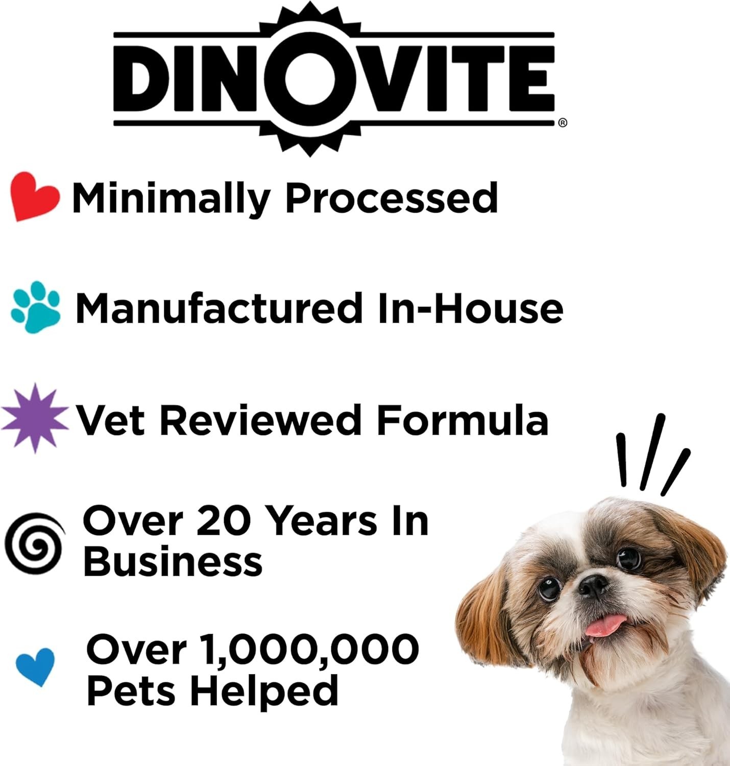 Dinovite for Large Dogs, 3-In-1 Probiotic Supplement Dogs 45-75 lbs USA SELLER