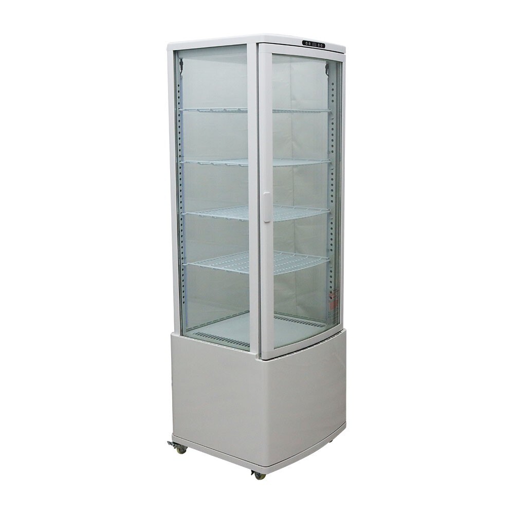 110V 5 Layers Refrigerated Cake Display Vertical LED Lighting Lockable Wheels