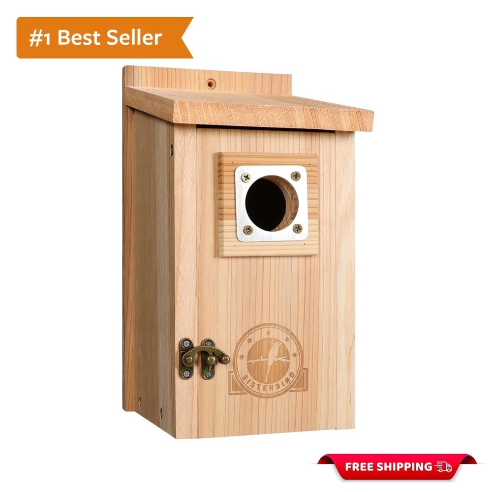 Charming Cedar Outdoor Birdhouse with Predator Guard for Safe Nesting Experience