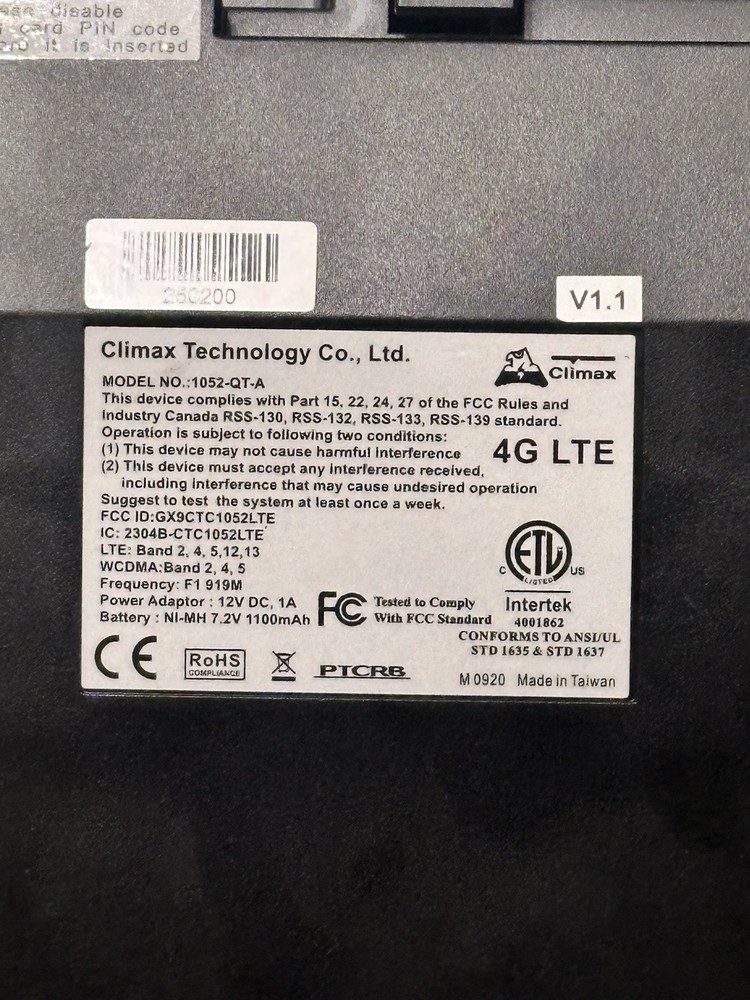 Climax Technology Model No. 1052-QT-A