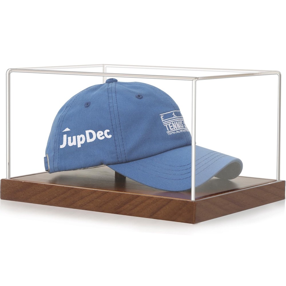 JupDec Hat Display Case, Clear Acrylic Baseball Cap Box 1 Pack, Brown
