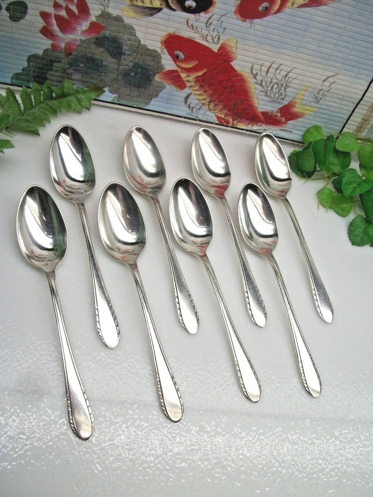 8   International  Holmes & Edwards   FIRST LADY   Silverplate Teaspoons    1933