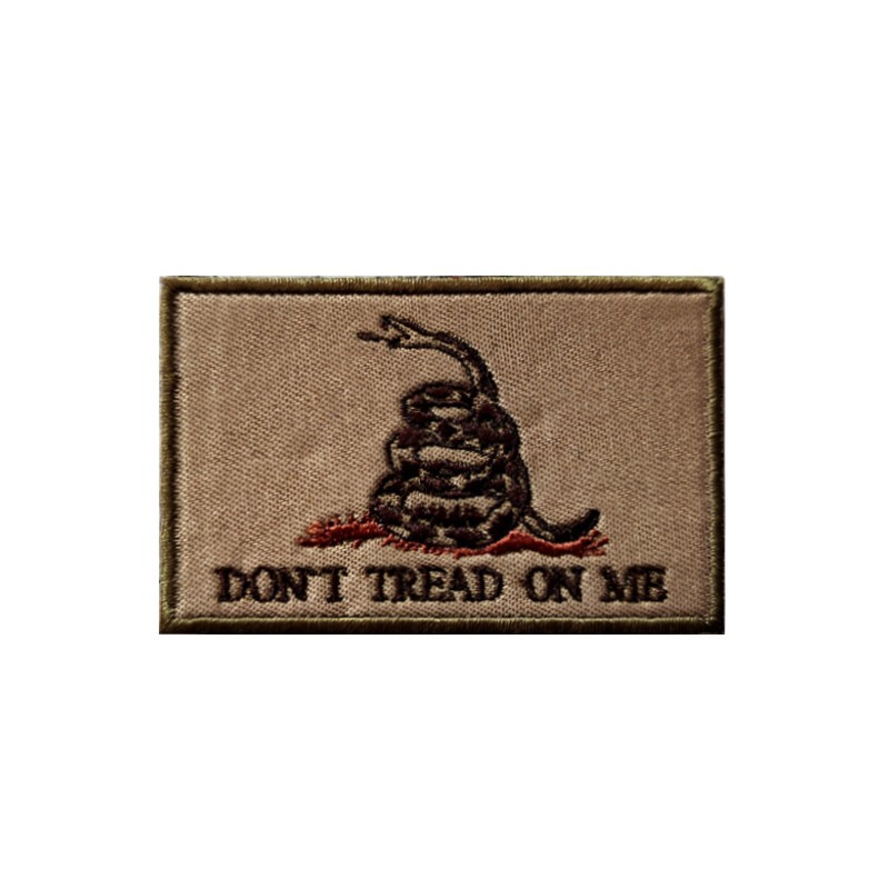 Gadsden Don't Tread On Me Snake Patch -Hook And Loop Backing- Tan Black