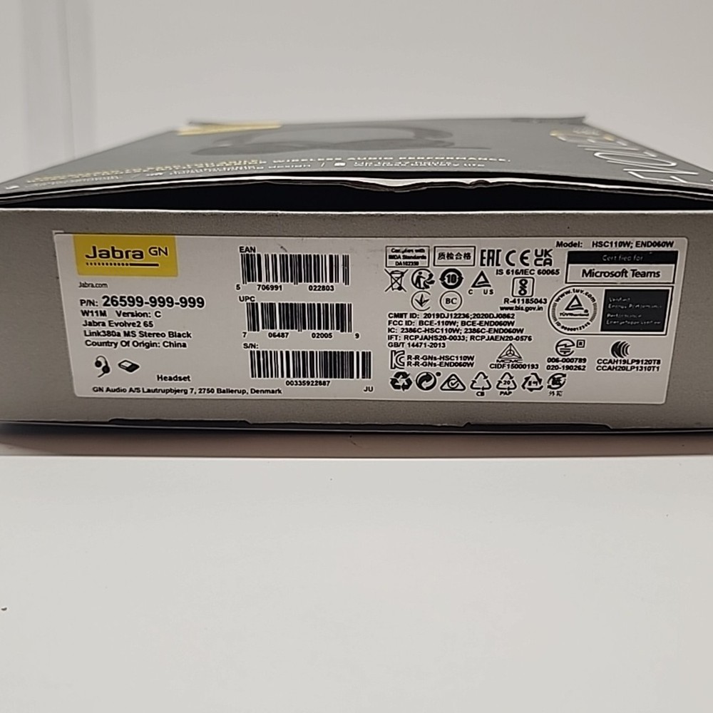 Jabra Evolve2 65 Wireless Bluetooth Headset Microsoft Teams No Dongle