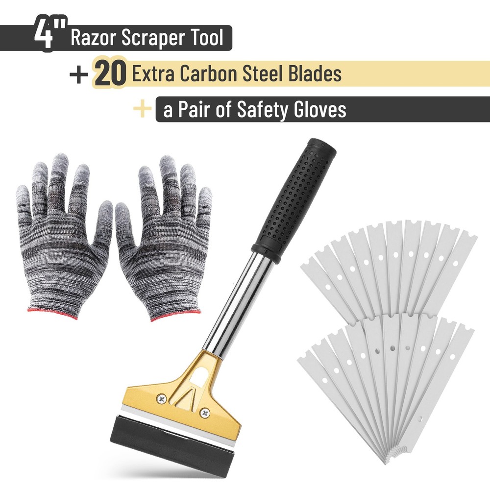 Bates- Razor Blade Scraper Tool, 4 Inch, Floor Razor Scraper Tool with 20 Ext...