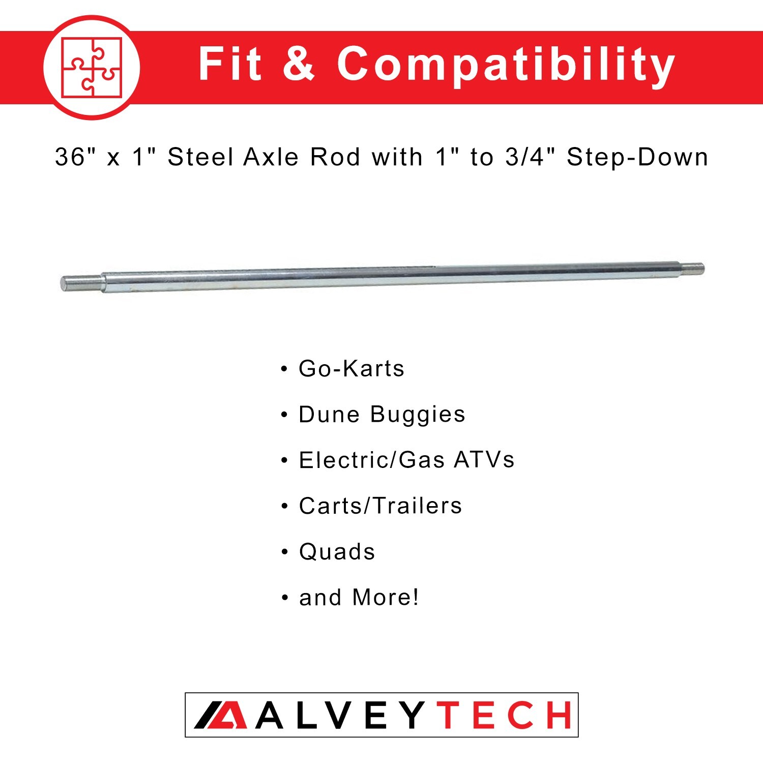 36" x 1" Steel Axle Rod with 3/4-16 Fine Thread and 1/4" Keyed Shaft for Go-Kart